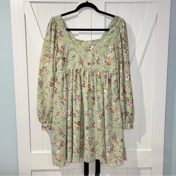 Blu Pepper Square Neck Empire Waist Babydoll Floral Dress Size Large - Picture 4 of 8